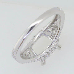 Filigree Sterling Silver Semi Mount Ring Setting Cushion CU 7x7mm Vintage Repro - Syzjewelry
