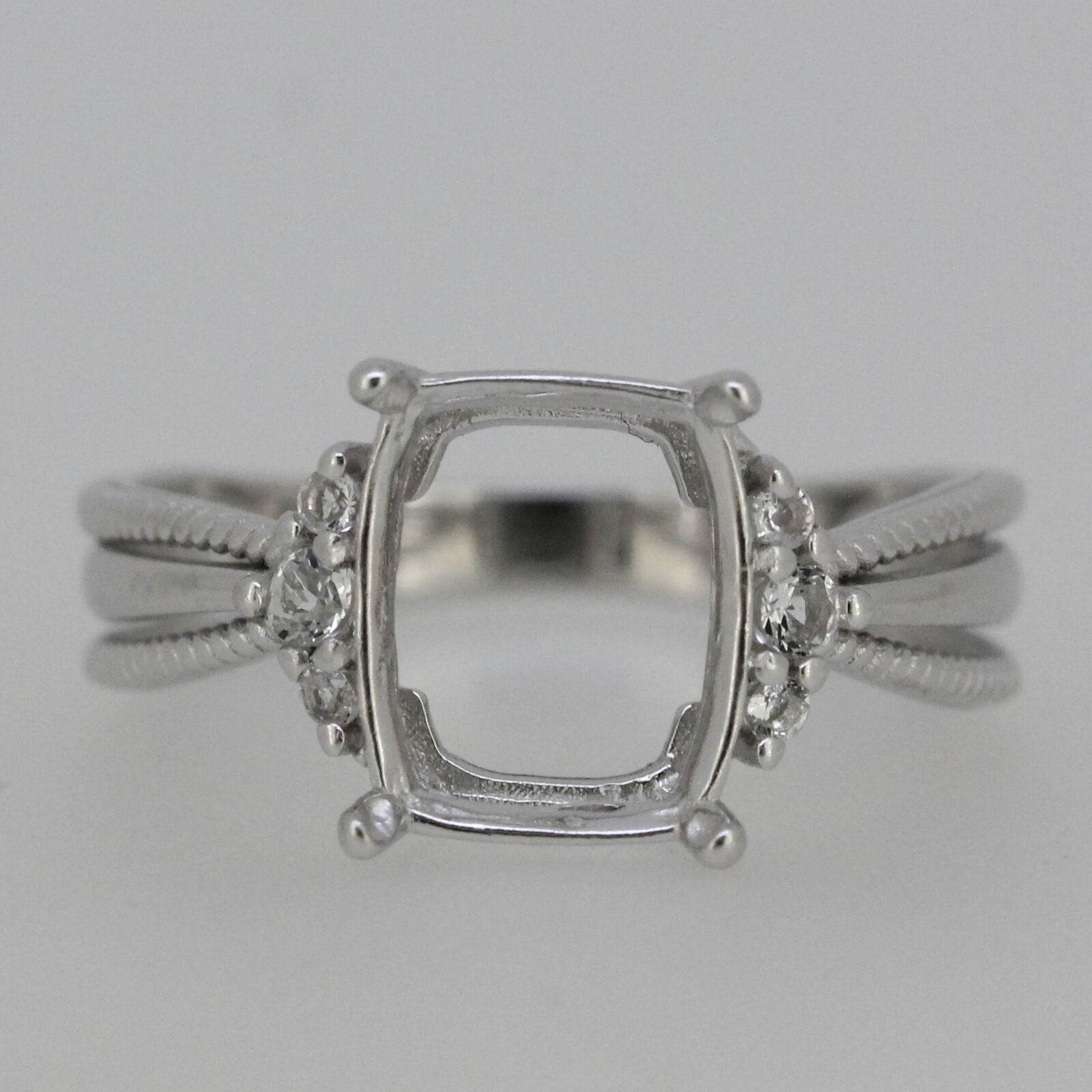 Sterling Silver Semi Mount Ring Setting Cushion Cu 10x8mm L359R359 - 313 - Syzjewelry