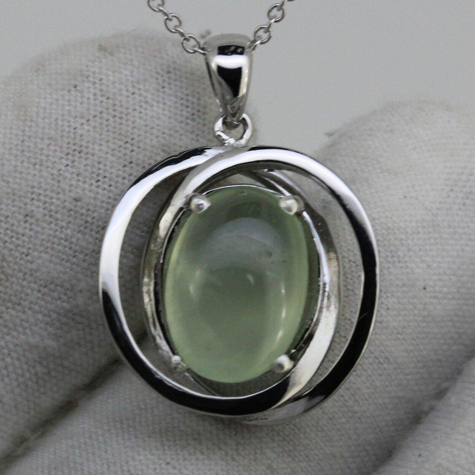 Huge Genuine Natural Prenite Sterling Silver Pendant Apple Theme White Topaz - Syzjewelry