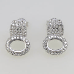 Sterling Silver Semi Mount Earrings Setting OV 8x6mm white topaz White - Syzjewelry