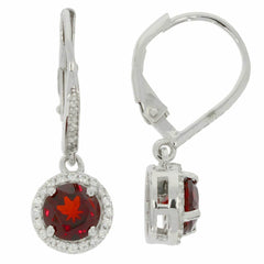 Sterling Silver Semi Mount Earrings Setting RD 6x6mm Halo Dangle - Syzjewelry