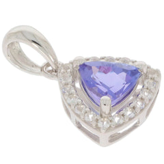 Sterling Silver Semi Mount Pendant Setting Trillion TR 7x7mm Halo - Syzjewelry