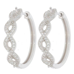 Sterling Silver Semi Mount Earrings Setting Oval OV 4X3mm Hoops - Syzjewelry