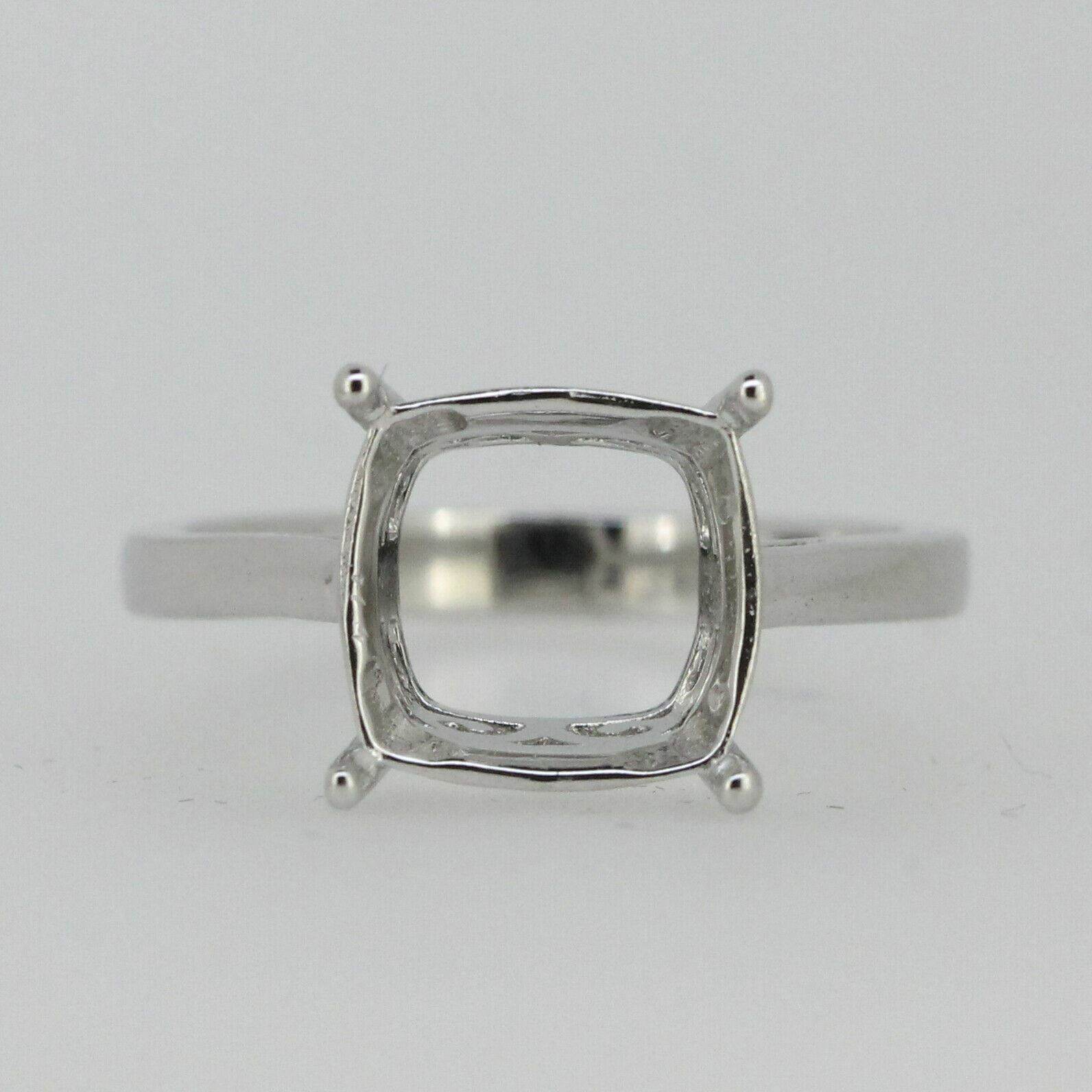 Sterling Silver Semi Mount Ring Setting Cushion Cu10x10mm Vintage Style - Syzjewelry