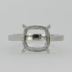 Sterling Silver Semi Mount Ring Setting Cushion Cu10x10mm Vintage Style - Syzjewelry