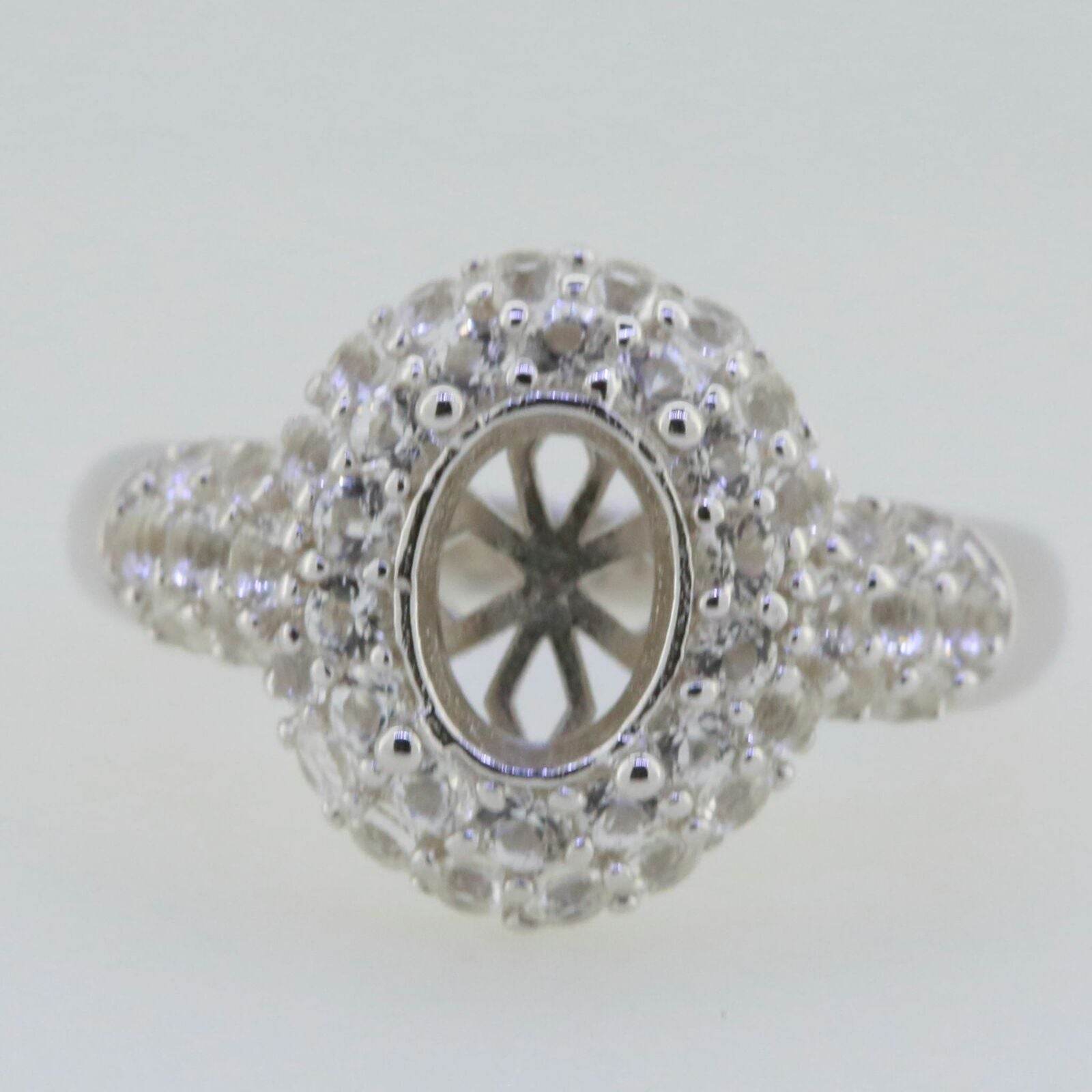 Sterling Silver Semi Mount Ring Setting Oval OV 8X6mm White Topaz 4659R - Syzjewelry