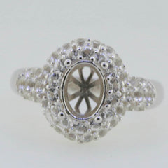 Sterling Silver Semi Mount Ring Setting Oval OV 8X6mm White Topaz 4659R - Syzjewelry