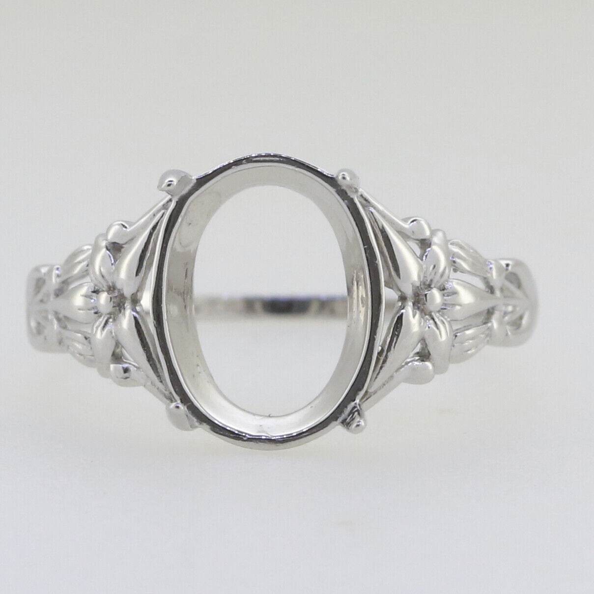 Sterling Silver Semi Mount Ring Setting Cabochon Oval OV 12x9mm White Topaz - Syzjewelry