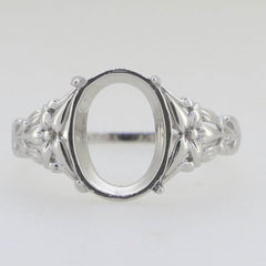 Sterling Silver Semi Mount Ring Setting Cabochon Oval OV 12x9mm White Topaz - Syzjewelry
