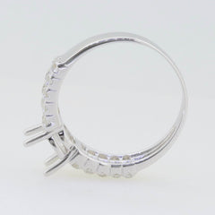 Sterling Silver Semi Mount Ring Setting Oval OV 8X6mm accent White Top - Syzjewelry