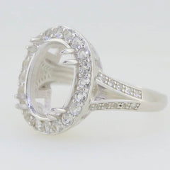 Sterling Silver Semi Mount Ring Setting Oval OV 13x10mm White Topaz - Syzjewelry