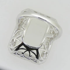 14K White Gold Semi Mount Ring Setting Emerald OCT 20X15mm PJC5059R14KW - Syzjewelry