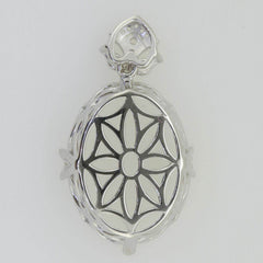 Sterling Silver Semi Mount Pendant Setting Oval OV 25X17mm White Topaz - Syzjewelry