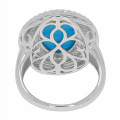 Sterling Silver Semi Mount Ring Setting Oval OV 14x10mm Cabochon White Solid - Syzjewelry