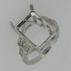 Sterling Silver Semi Mount Ring Setting Emerald Oct 16x12mm White Topaz - Syzjewelry