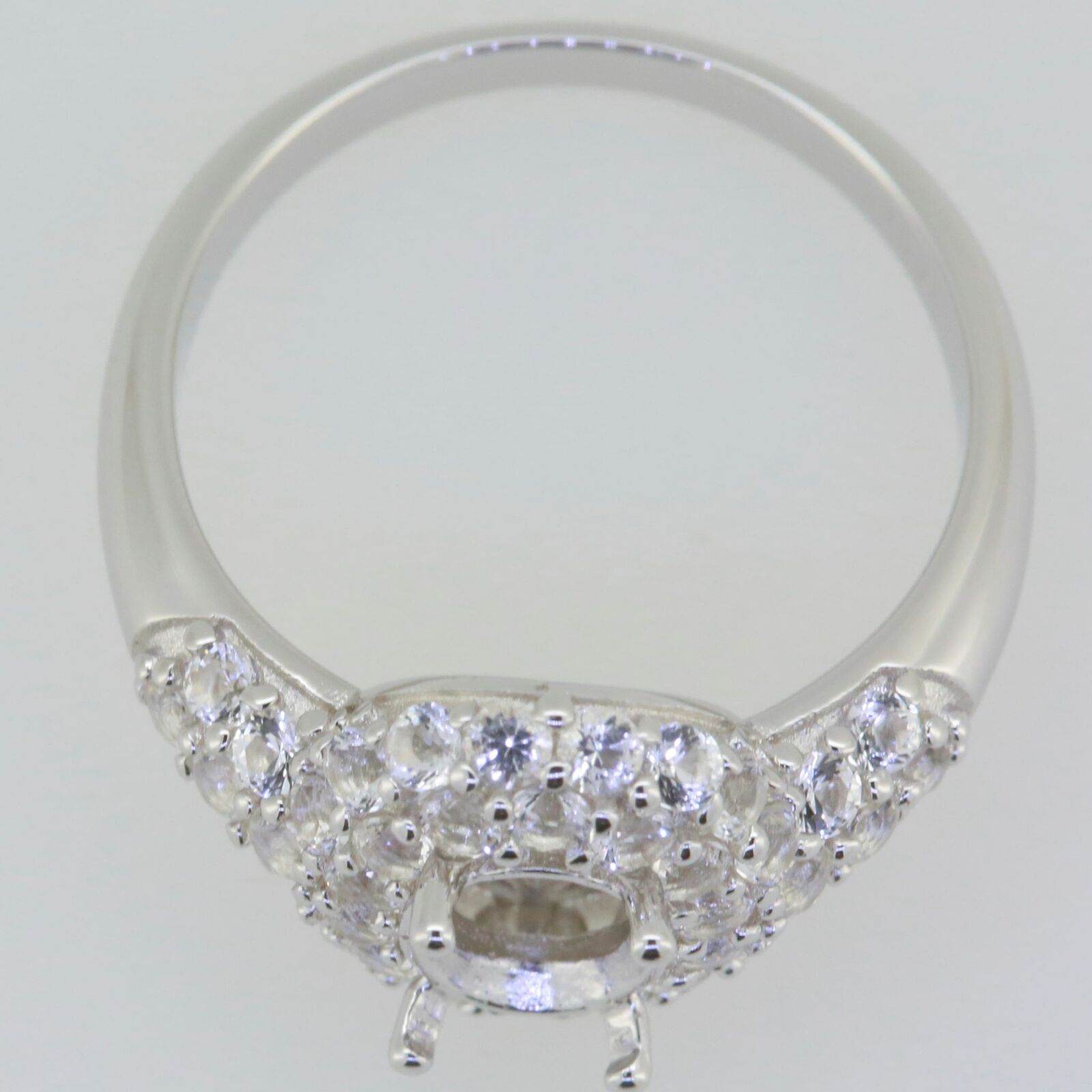 Sterling Silver Semi Mount Ring Setting Oval OV 8X6mm White Topaz - Syzjewelry