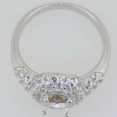 Sterling Silver Semi Mount Ring Setting Oval OV 8X6mm White Topaz - Syzjewelry