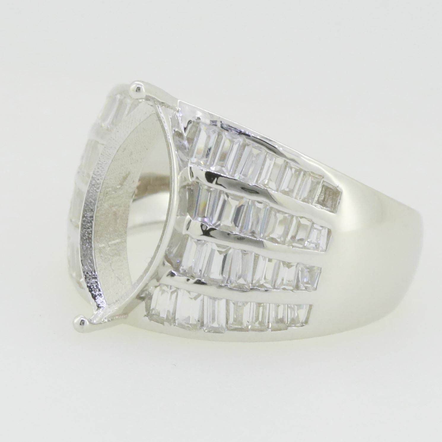 Sterling Silver Semi Mount Ring Setting Marquise MQ 14X7mm Baguette Channel - Syzjewelry
