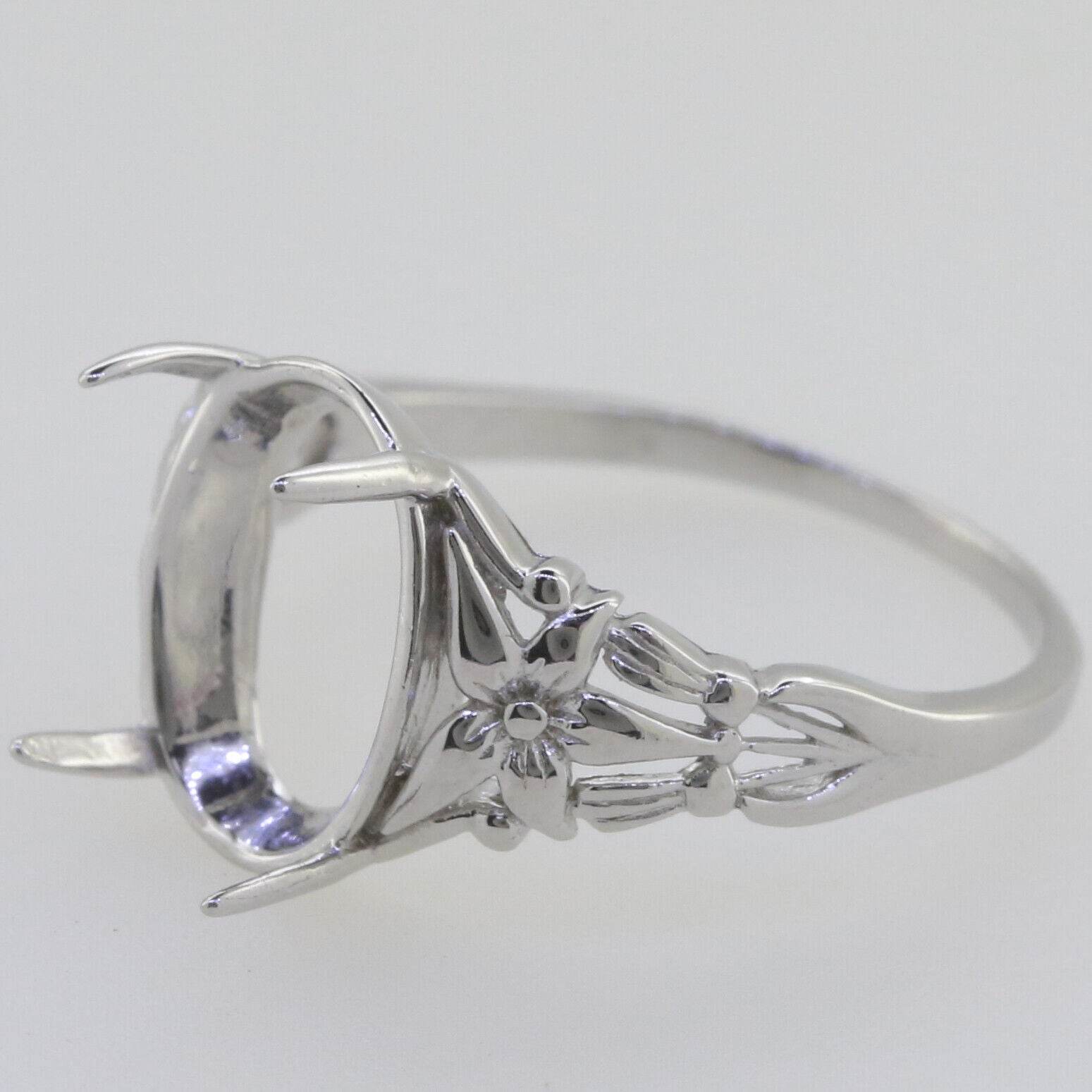 Sterling Silver Semi Mount Ring Setting Cabochon Oval OV 12x9mm White Topaz - Syzjewelry