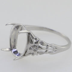 Sterling Silver Semi Mount Ring Setting Cabochon Oval OV 12x9mm White Topaz - Syzjewelry