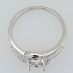 14K White Gold Semi Mount Ring Setting Oval OV 8x6mm Solid - Syzjewelry