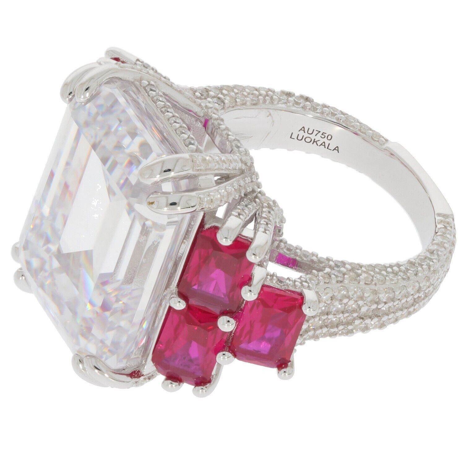 Sterling Silver Semi Mount Ring Setting Emerald OCT 18X14 5.5x4mm White Topa - Syzjewelry