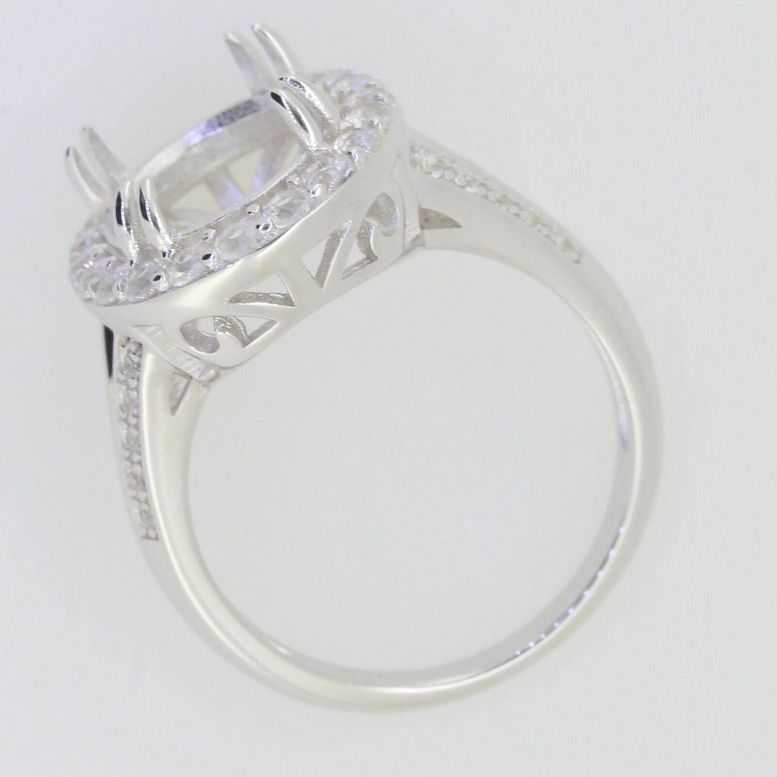 14K White Gold Semi Mount Ring Setting Oval OV 13X10mm W/ Moissanite - Syzjewelry