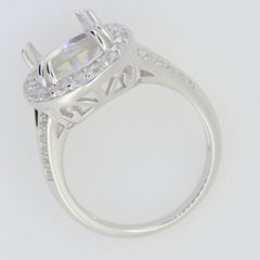 14K White Gold Semi Mount Ring Setting Oval OV 13X10mm W/ Moissanite - Syzjewelry