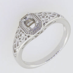Sterling Silver Semi Mount Ring Setting Oval OV 6x4mm Vintage Repro - Syzjewelry