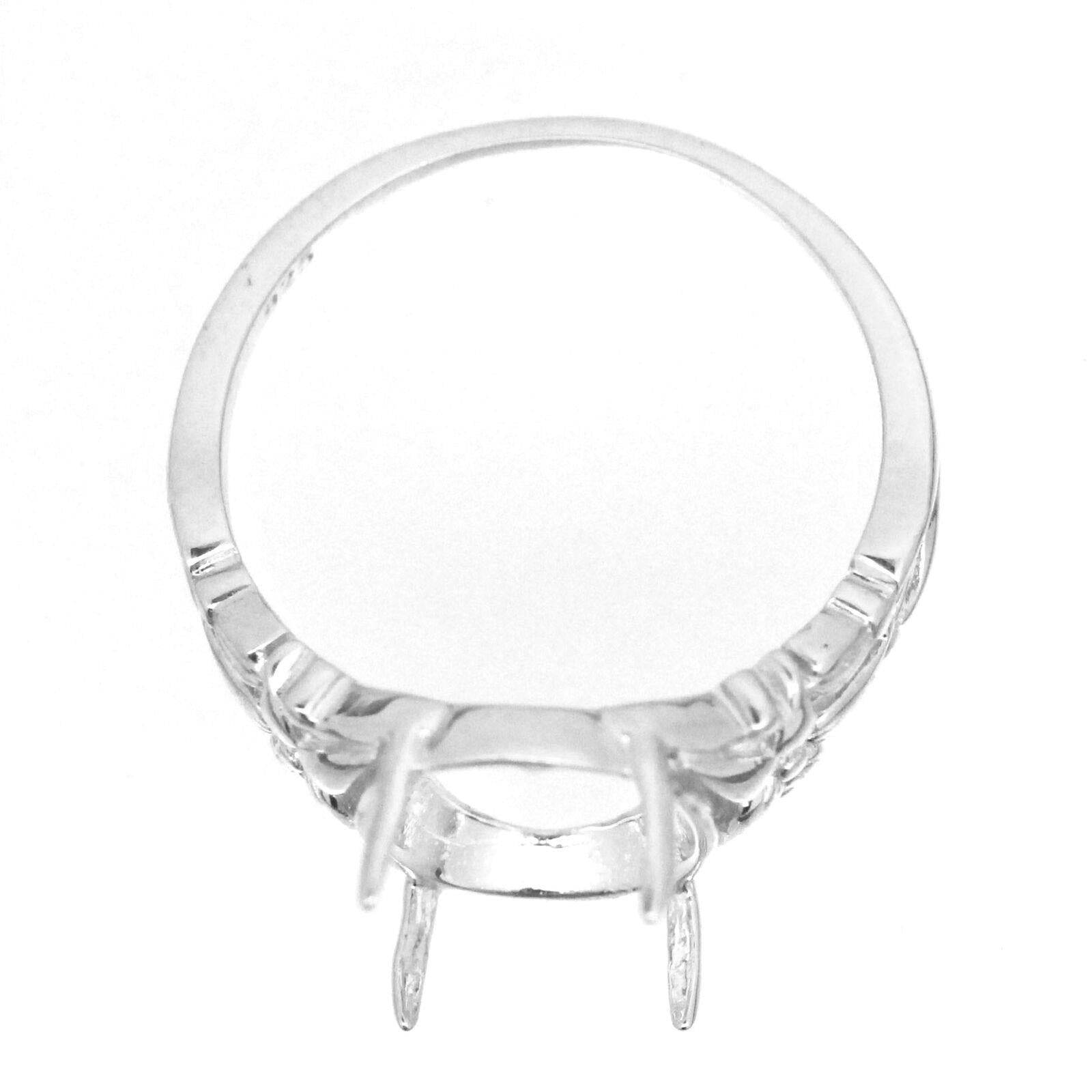 Sterling Silver Semi Mount Ring Setting Cabochon Oval OV 12x9mm White Topaz - Syzjewelry