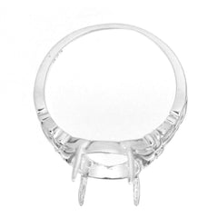 Sterling Silver Semi Mount Ring Setting Cabochon Oval OV 12x9mm White Topaz - Syzjewelry