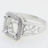 Sterling Silver Semi Mount Ring Setting Cushion CU 10x10mm Vintage Repro - Syzjewelry