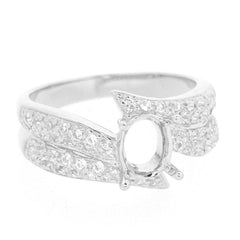 Sterling Silver Semi Mount Ring Setting Oval OV 8x6mm White Topaz - Syzjewelry