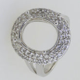 Sterling Silver Semi Mount Ring Setting Oval OV 11x9mm Double Halo Topaz - Syzjewelry