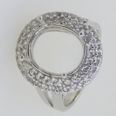 Sterling Silver Semi Mount Ring Setting Oval OV 11x9mm Double Halo Topaz - Syzjewelry