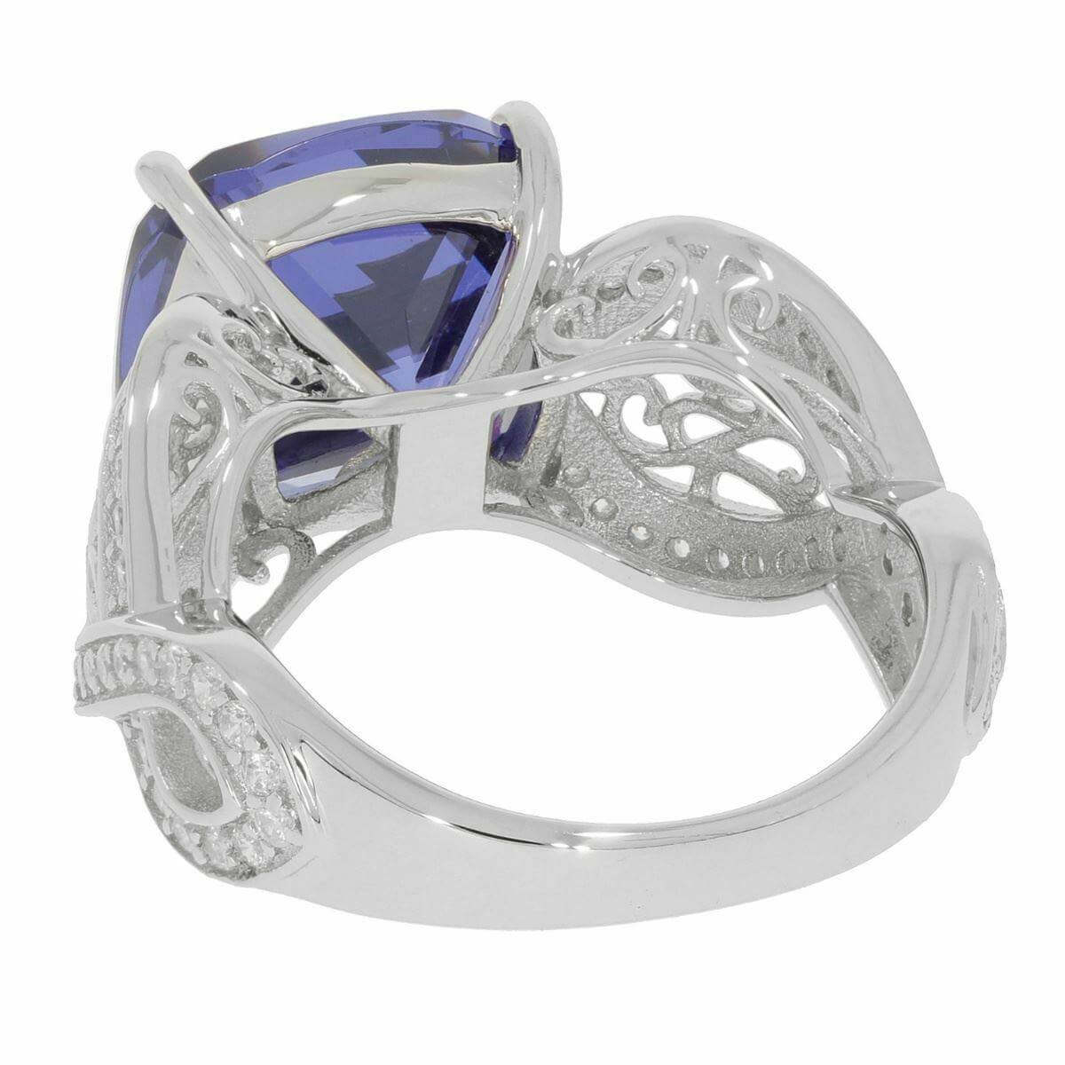 Sterling Silver Semi Mount Ring Setting CU 12X12mm Engagement Ring White Topaz Criss Cross Shank - Syzjewelry