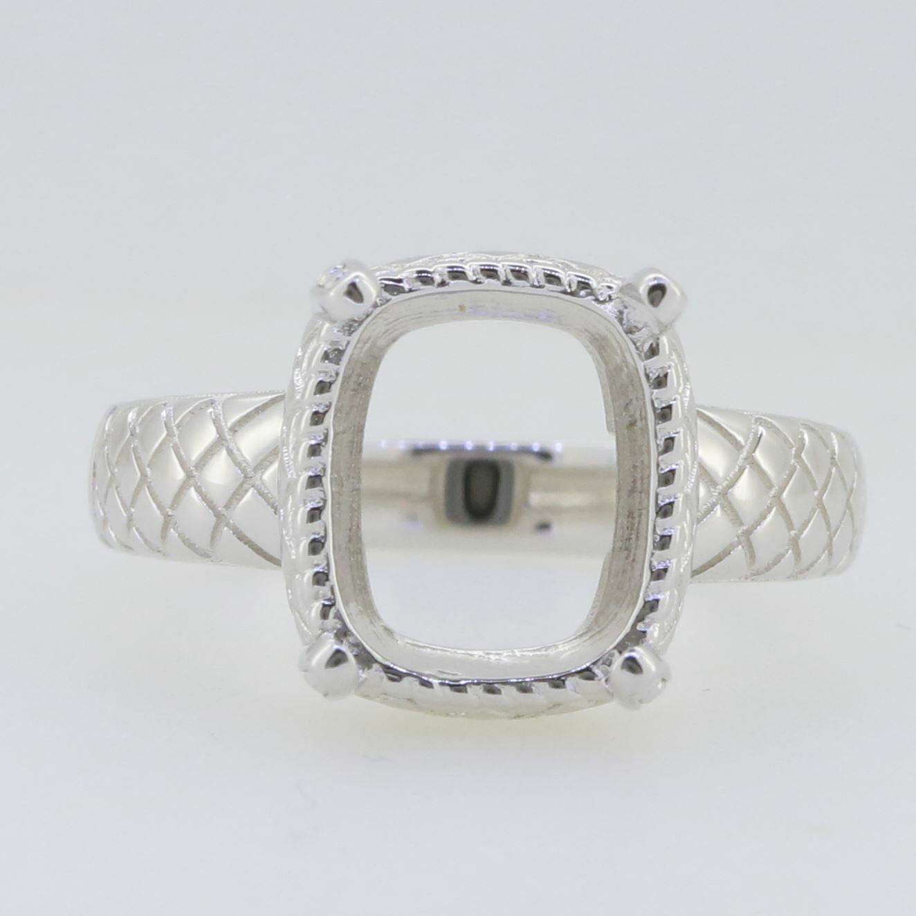 Sterling Silver Semi Mount Ring Setting Cushion CU 11X9mm White Topaz - Syzjewelry