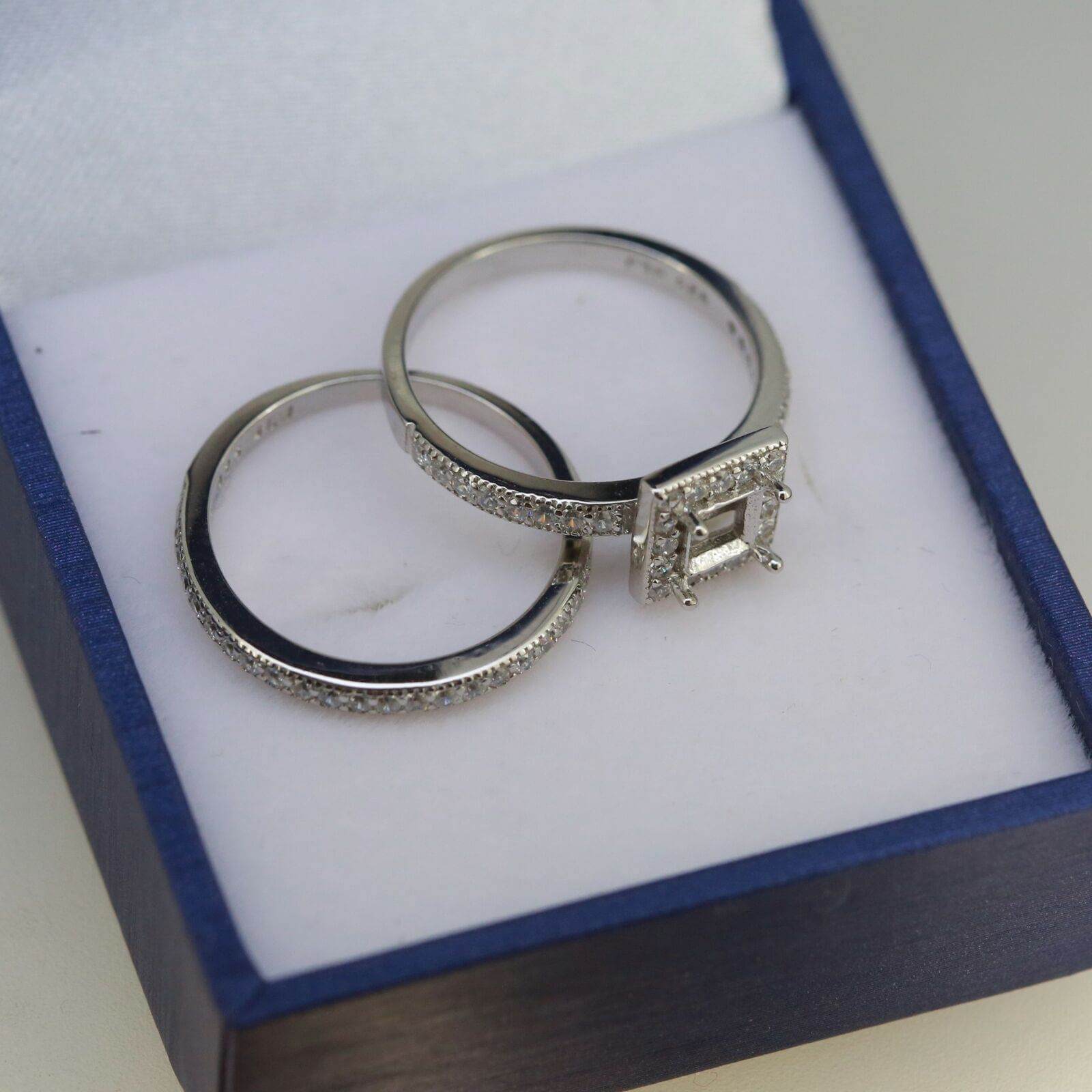 Contemporary Sterling Silver Semi Mount Ring Setting SQ 4x4mm White Topaz - Syzjewelry