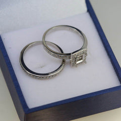 Contemporary Sterling Silver Semi Mount Ring Setting SQ 4x4mm White Topaz - Syzjewelry