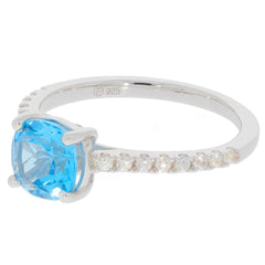 Sterling Silver Semi Mount Ring Setting Cushion CU 7X7mm White Topaz D - PJC24 - Syzjewelry