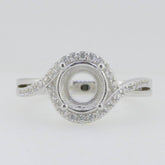 14K White Gold Semi Mount Ring Setting Round RD 8x8mm W/ Moissanite Twisted Shan - Syzjewelry