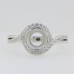 14K White Gold Semi Mount Ring Setting Round RD 8x8mm W/ Moissanite Twisted Shan - Syzjewelry