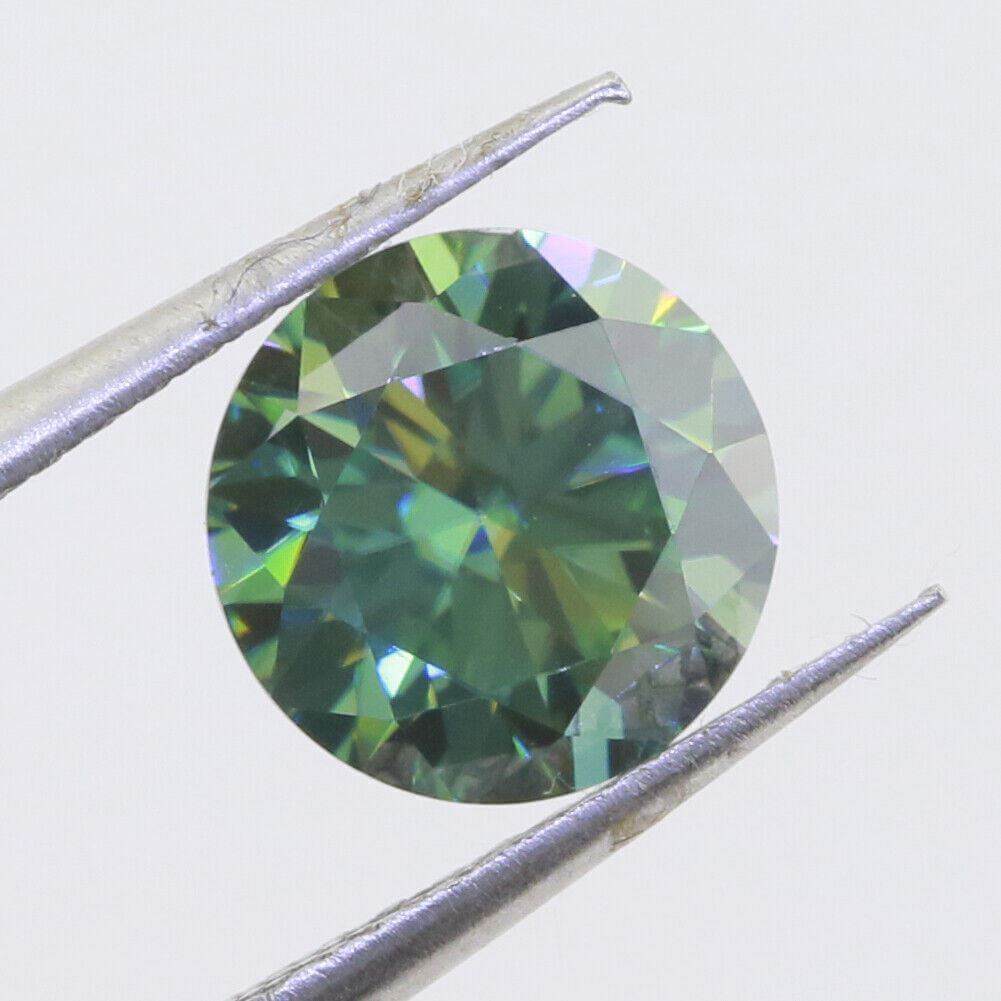 Round 9mm Greenish Blue Color loose moissanite 3 Carat VVS1 certificate RD 9x9mm - Syzjewelry