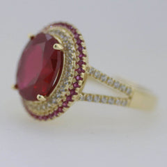 14K Yellow Gold Semi Mount Ring Setting Oval OV 12x10mm Double Halo - Syzjewelry