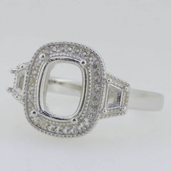 14K White Gold Semi Mount Ring Setting Cushion CU 9x7mm GTL20270R14KW - Syzjewelry