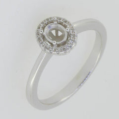14K White Gold Semi Mount Ring Setting Oval OV 5X4mm Halo Solitaire PJC14645R14K - Syzjewelry