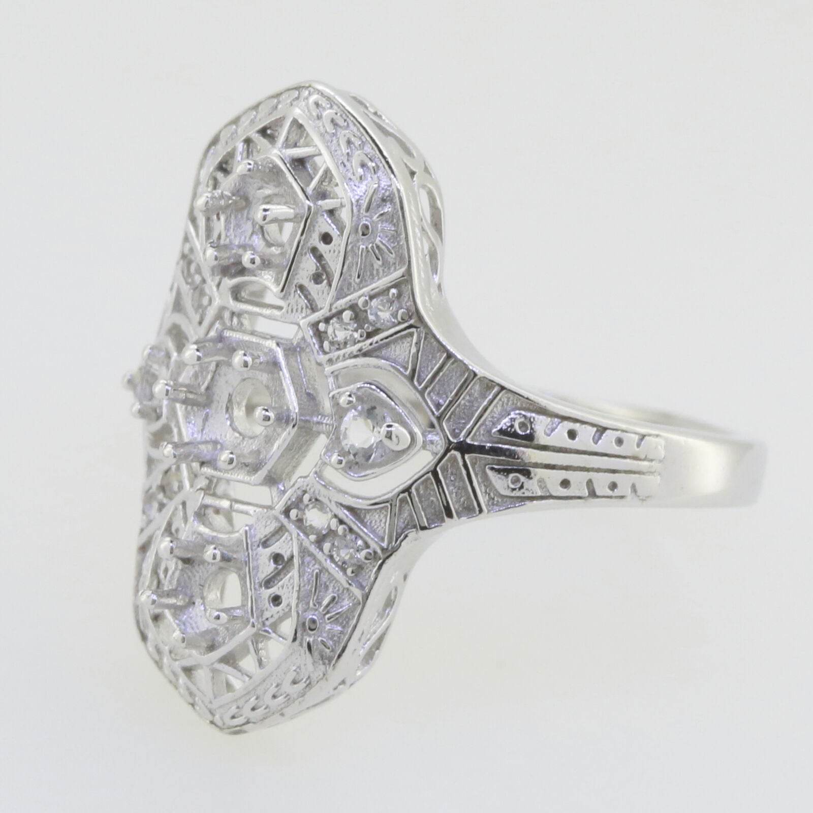 Sterling Silver Semi Mount Ring Setting Round Rd 4x4mm 3x3mm Art Deco Style - Syzjewelry