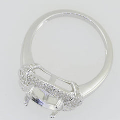 14K White Gold Semi Mount Ring Setting Oval OV 12X10mm W/ Moissanite - Syzjewelry