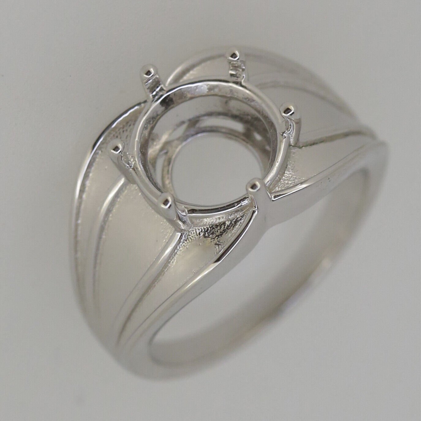 Contemporary Men's Ring Settings Sterling Silver Ring Mounting Round RD 10x10mm - Syzjewelry