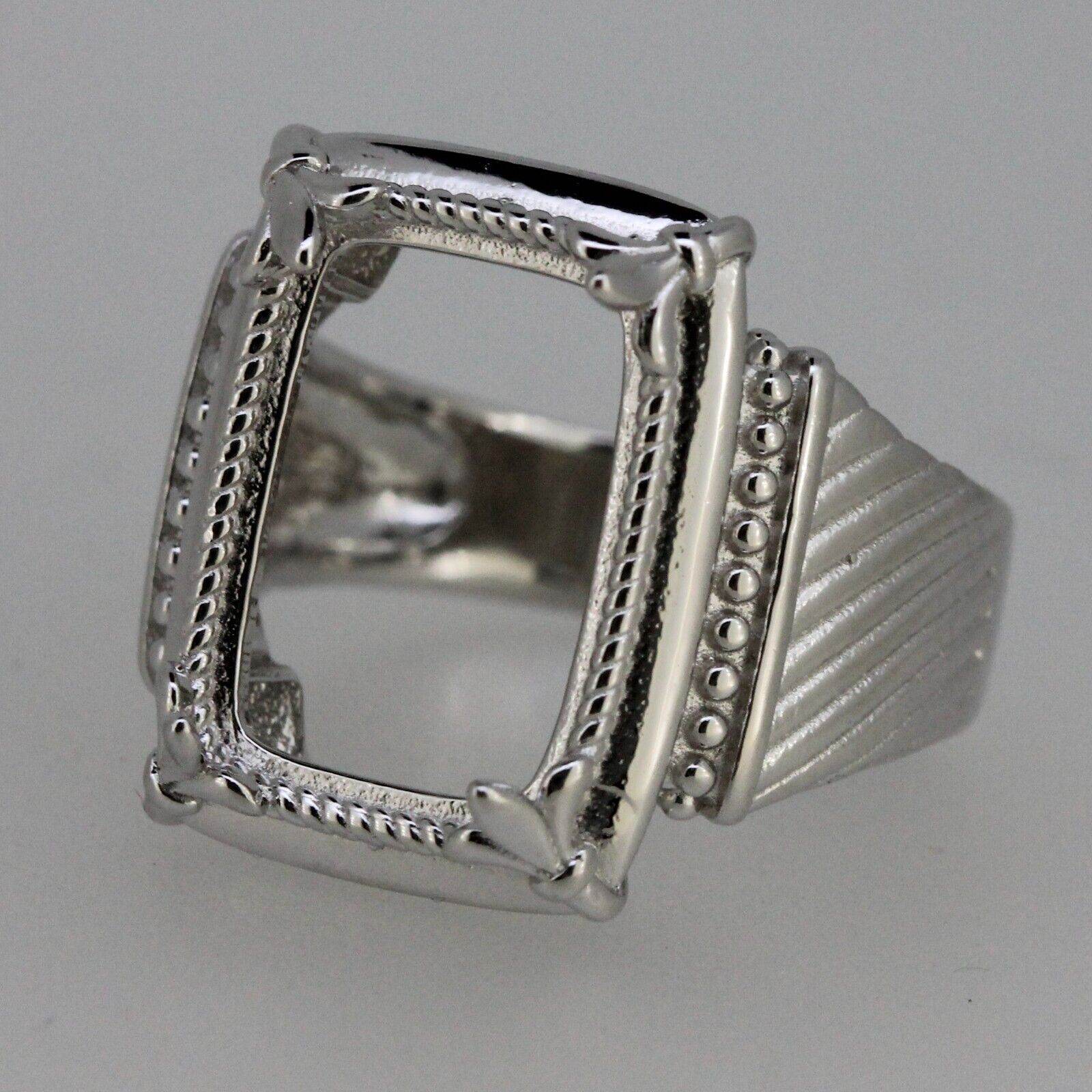 Sterling Silver Semi Mount Ring Setting cabochon Cushion Cu 14x10mm - Syzjewelry